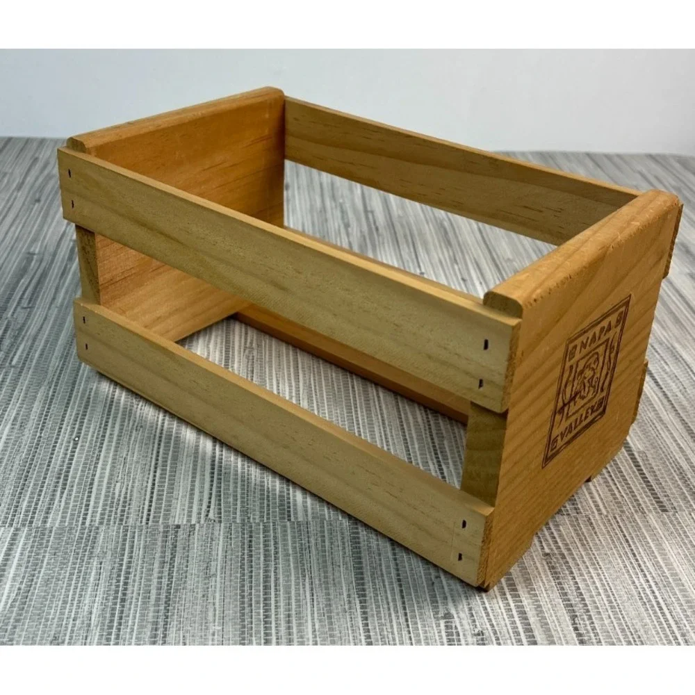 Napa Valley Small Wooden Crate Decorative CD Storage Box Rustic Display 10x6x5.5